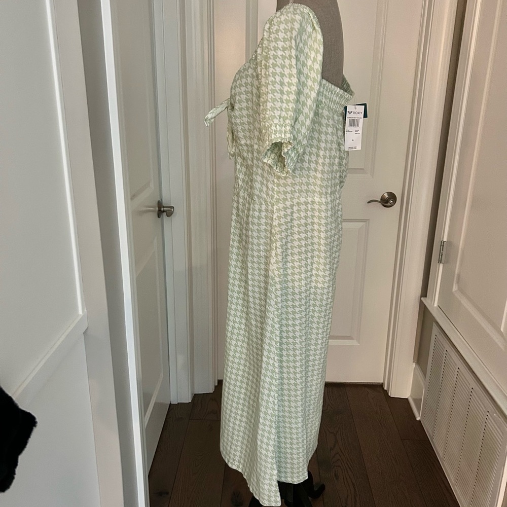 NWT ROXY Summertime Feeling Green & White  checkered Midi Dress Size XL - Picture 10 of 14